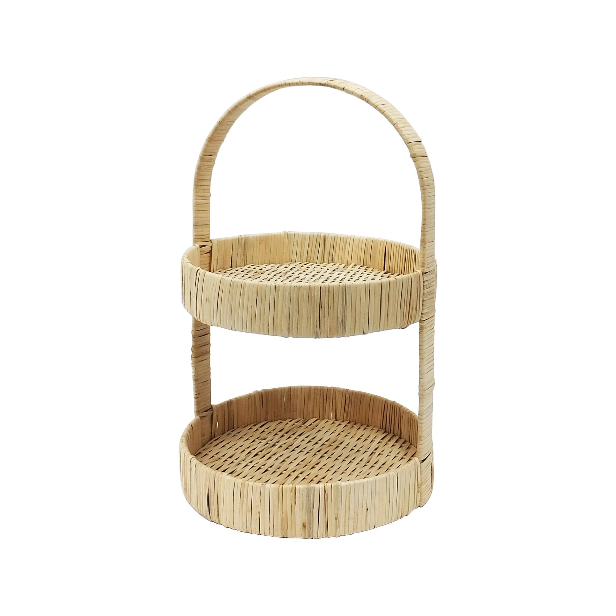 16.75" 2-Tier Rattan & Bamboo Tray by Ashland®